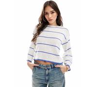 ONLY - Maglione testurizzato a righe color crema con maniche ampie-Bianco 34