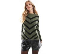 ONLY Pullover 'ONLEliza' verde sfumato / nero, Taglia XS