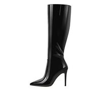 Only maker Stivali classici da donna in pizzo stivali a spillo, Pintura Nero, 43 EU