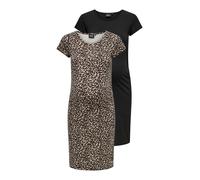 ONLY Maternity - Confezione da 2 vestiti a maniche corte nero e animalier XL
