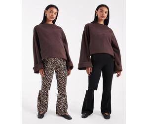 ONLY Maternity - Confezione da 2 pantaloni a zampa neri e animalier-Nero L
