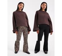 ONLY Maternity - Confezione da 2 pantaloni a zampa neri e animalier-Nero XS