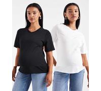 ONLY Maternity - Confezione da 2 T-shirt nera e bianca-Nero XXL