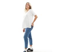 ONLY Maternity - Mom jeans a vita alta azzurri con strappi-Blu 40