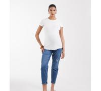 ONLY Maternity - Mom jeans a vita alta azzurri con strappi-Blu 44