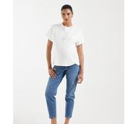ONLY Maternity - Mom jeans a vita alta azzurro candeggiato-Blu 42