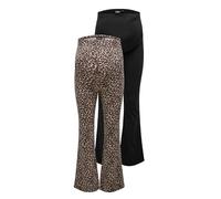 ONLY Maternity - Confezione da 2 pantaloni a zampa neri e animalier-Nero L