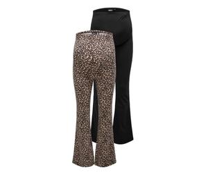 ONLY MATERNITY Olmlovely Leo Flared Pant 2 Pack Noos, Nero, M