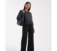 ONLY Maternity - Pantaloni neri in jersey con fondo ampio-Nero S