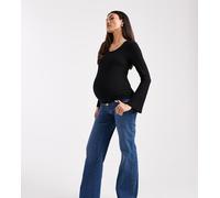 ONLY Maternity - Snow - Jeans a fondo ampio e vita alta blu medio L