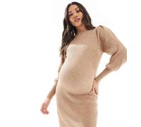 ONLY Maternity - Vestito midi marrone chiaro in maglia L