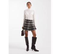 ONLY - Minigonna a pieghe nera a quadri-Nero 34