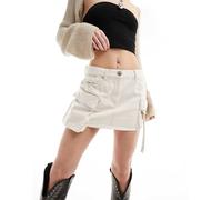 Only - Minigonna cargo di jeans écru-Bianco 40