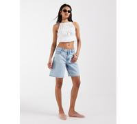 ONLY - Mom shorts ampi a vita medio alta in denim azzurro-Blu 38