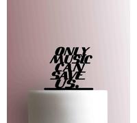 Only Music Can Save Us - Topper per torta in acrilico, larghezza 17,8 cm, colore: Nero