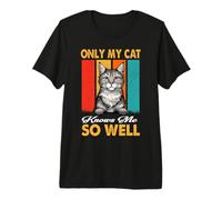 Only My Cat Knows Me So Well Vintage Pixiebob Cats Lover Maglietta Premium