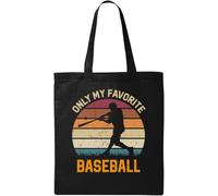 Only My Favorite Baseball Faded Retro Poster Strike Graphic Natural Ecologico Cotone Tote Bag Nero, Nero , Taglia unica