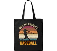 Only My Favorite Baseball Vintage Poster Strike Out Graphic Natural Ecologico Cotone Tote Bag Nero, Nero , Taglia unica