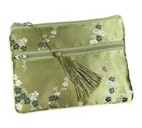 Only My Live Home 2 borsette da viaggio con due cerniere con nappa, per gioielli, trucchi, borse in broccato di seta cinese, borse per gioielli, cosmetici, telefono cellulare (verde (2 pezzi con