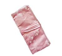 Only My Live Home Borsa portatile arrotolabile per gioielli, con bottone di giada, 3 cerniere, pieghevole, in broccato di seta, per cosmetici, cosmetici, gioielli, idea regalo (rosa)