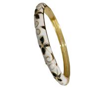 Only My Live Home Braccialetti vintage Cloisonne sottili quadrifoglio braccialetti per piccoli polsi ovali regali da donna fatti a mano in filigrana smaltata bracciale a polsino incernierato gioielli