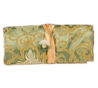 Only My Live Home Jade Handcraft - Borsa da viaggio arrotolabile per gioielli, con 3 cerniera, pieghevole, in broccato di seta, per cosmetici, trucco, idea regalo (verde)