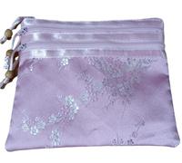 Only My Live Home Portatile Grande Broccato di Seta Multi Zipper Pouch Gioielli Borse di Stoccaggio per Viaggio Cosmetico Trucco Imballaggio 3 Zip Borse, Rosa (modello casuale), moderno