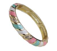 Only My Live Home Rainbow Cloisonne - Braccialetti smaltati a righe con strass per donne, braccialetti cinesi ICH Handmde incernierati gioielli regali, Diameter 2.36 inch wide 0.5 inch, Porcellana