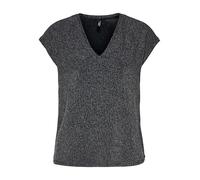 ONLY Neck Glitter Onlcarol S/S-Top Box Jrs con Scollo a V, Nero, L Donna