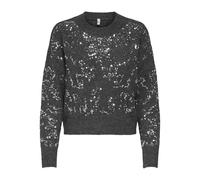 ONLY Neck Knt Onlalta LS Sequin-Maglia a Girocollo, Grigio Scuro mélange, M Donna