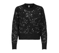 ONLY Neck Knt Onlalta LS Sequin-Maglia a Girocollo, Nero, L Donna