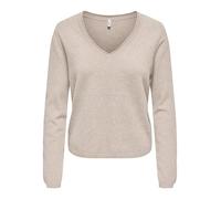 ONLY Neck - Pullover Onlloyal Life LS con Scollo a V Knt Nca, Beige, M da Donna, Beige, M