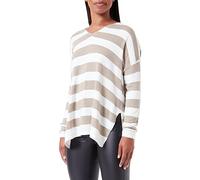ONLY Onlamalia L/S V-Collo CC Knt Maglione, Weathered Teak/Stripes:Cloud Dancer, S Donna