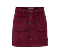 ONLY - Gonna a vita alta in tessuto a coste color bordeaux-Rosso 38
