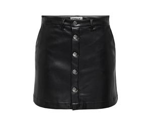 ONLY ONLAMAZING-Liora HW Faux Leat Skirt Pnt, Nero, M