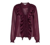 ONLY Onlanina Life LS Ruffel V-Neck Top Wvn, Tawny Port, M