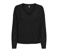 ONLY Onlarizona LS Sequins V-Neck Pul Knt, Nero, XS