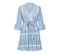 ONLY Onlathena Life 3/4 Short Dress Wvn Noos Abito Elegante con Scollo A V E Chiusura Cintura per Uso Quotidiano, Coronet Blue, L Donna
