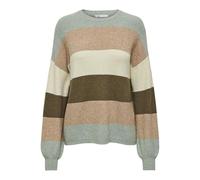 ONLY Onlatia L/S-Pullover a Righe Knt Noos Maglione Lavorato a Maglia, Verde Cerchio/Strisce: Cocco tostato, Pietra Pumice Breen, M Donna
