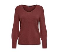 ONLY Onlatia L/S V-neckcuff Pullover Knt Noos Maglione, Rosso Minerale. Dettagli: mélange, XL Donna