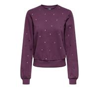 ONLY Onlatika L/S O-Neck Glitter EMB. Box Swt, Mauve Wine, XS Donna