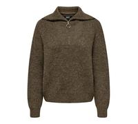 ONLY ONLBAKER L/S Zip Pullover Knt, Pullover da Donna, Cocoa Brown/Detail:Melange, S