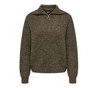 ONLY ONLBAKER L/S Zip Pullover Knt, Pullover da Donna, Cocoa Brown/Detail:Melange, S