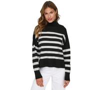 ONLY Onlbari L/S-Maglia a Collo Alto Pullover, Nero/Strisce: Cloud Dancer, M Donna