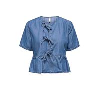ONLY Onlbea SS Bow DNM - Maglietta da Donna, Media Blu Denim, XS