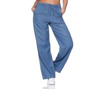 ONLY Onlbea String Straight Pant DNM Yor Noos Perizoma Dritto, Media Blu Denim, (L) W x 32L Donna