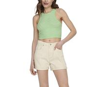 ONLY ONLBELIA S/L Crop Box Jrs Top, Summer Green/Stripes: Cloud Dancer (Ola), L, Verde Estivo/Strisce: Cloud Dancer (Ola), L