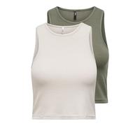 ONLY Onlbelia S/L Crop Top CS Jrs - Confezione da 2, Kalamata, XL