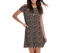 Only Onlbera Back Lace Up S/S Dress Jrs Noos, Vestito Donna, Black/Aop: Eggnog/Black Leo, S