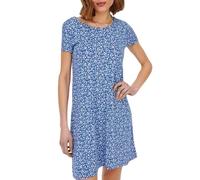 Only Onlbera Back Lace Up S/S Dress Jrs Noos, Vestito, Donna, Blu Strong / Aop: Fiori Bianchi, S